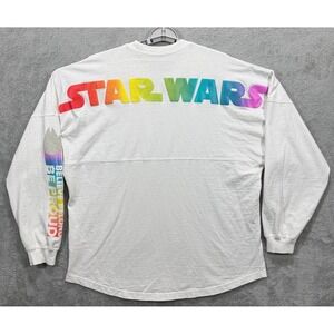Disney Spirit Jersey Large Pride Collection Star Wars Rainbow Jedi White Shirt *
